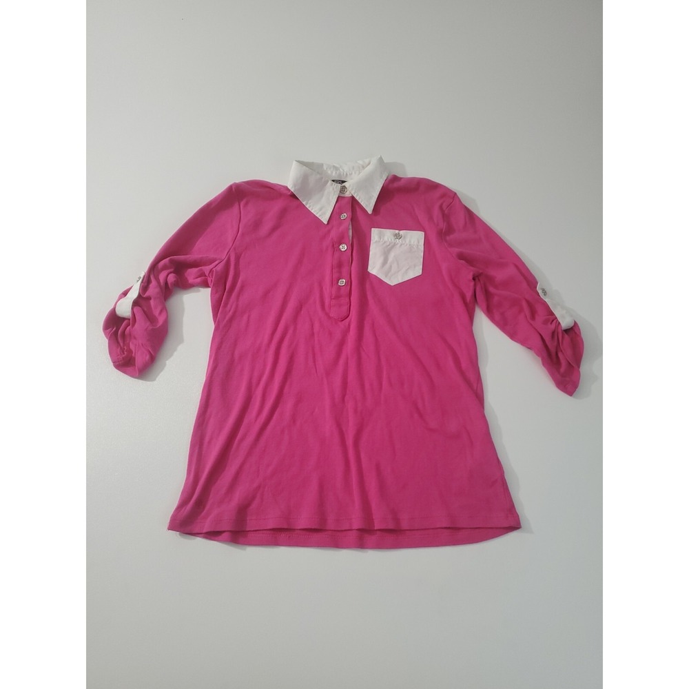 Lauren Ralph Lauren Women's Short Sleeve Collard Blouse, Pink, Small